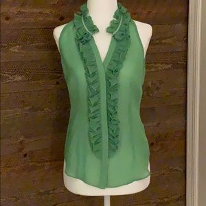 Lilly Pulitzer sleeveless green ruffle blouse